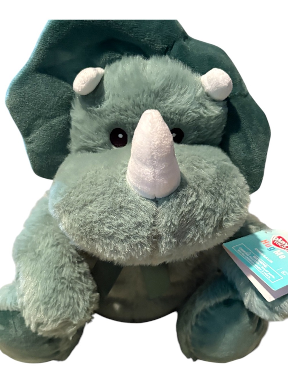 Play Right Hug Me Plush Triceratops Stuffed Animal Green & White